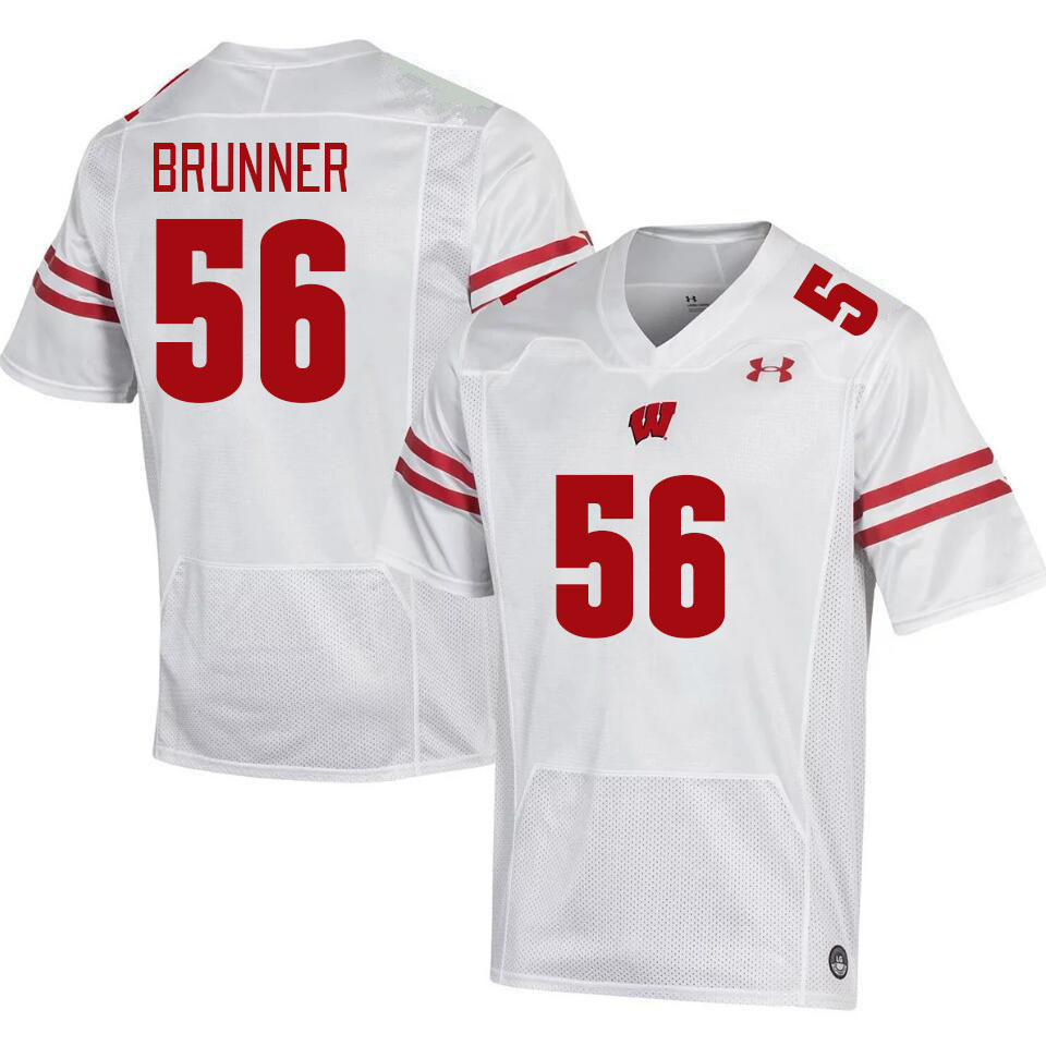 Men #56 Joe Brunner Winsconsin Badgers College Football Jerseys Stitched Sale-White